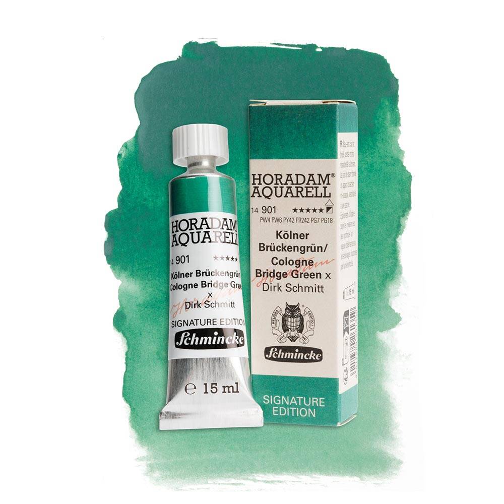 Schmincke Horadam Aquarell Artist Sulu Boya 15 ml 901 Cologne Bridge Green Signature Edition Özel Renkler