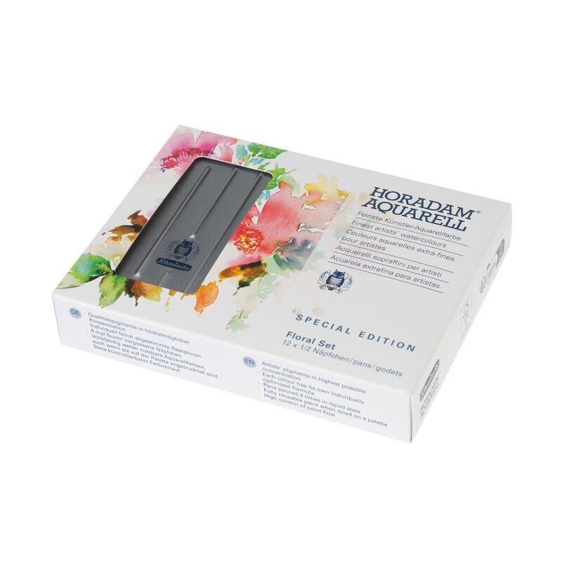 Schmincke Horadam Aquarell Special Edition Metal Kutu Artist Sulu Boya Floral Set 12 X Yarım Tablet