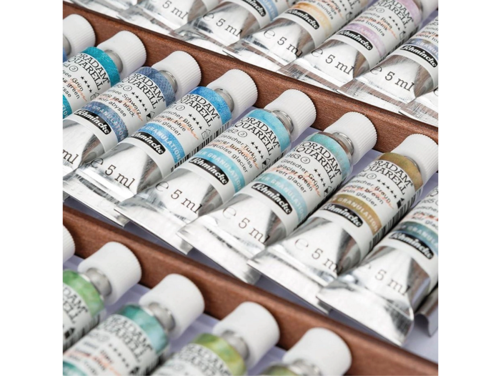 Schmincke Horadam Aquarell Supergranulating Wooden Box Artist Watercolour Set 5 ml x 50 Tubes 74661