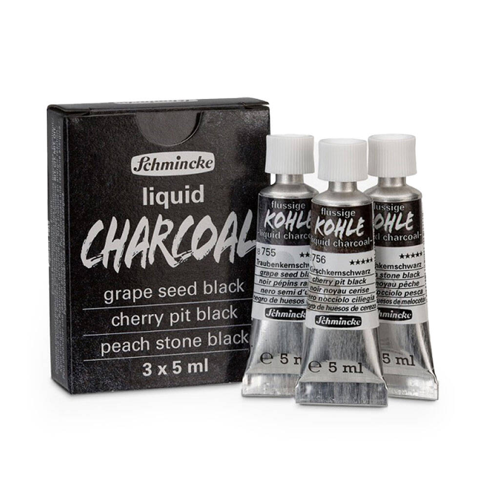 Schmincke Kohle Liquid Charcoal Liquid Charcoal Set 3 x 5 ml