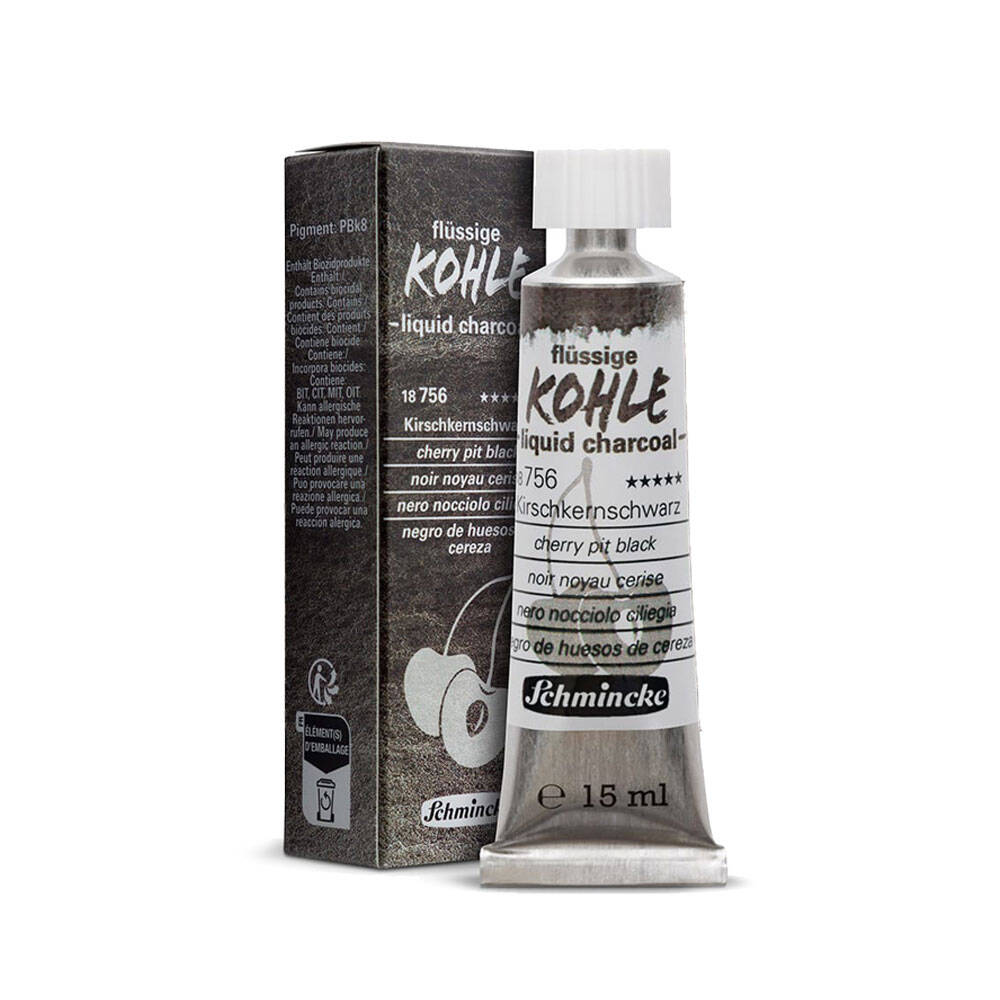 Schmincke Liquid Charcoal Cherry Stone Black 15 ml