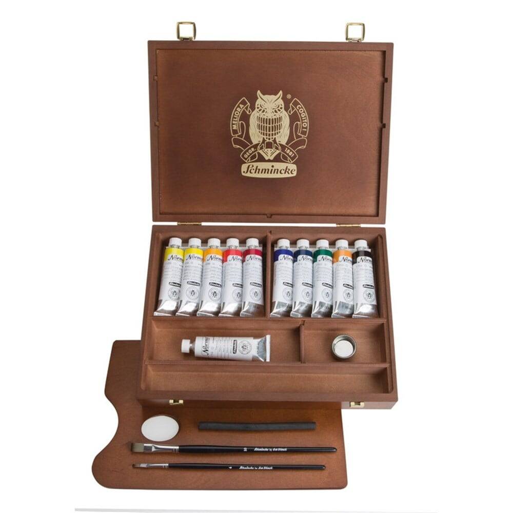 Schmincke Norma Professional Wooden Box Oil Paint Set 11 x 35 ml