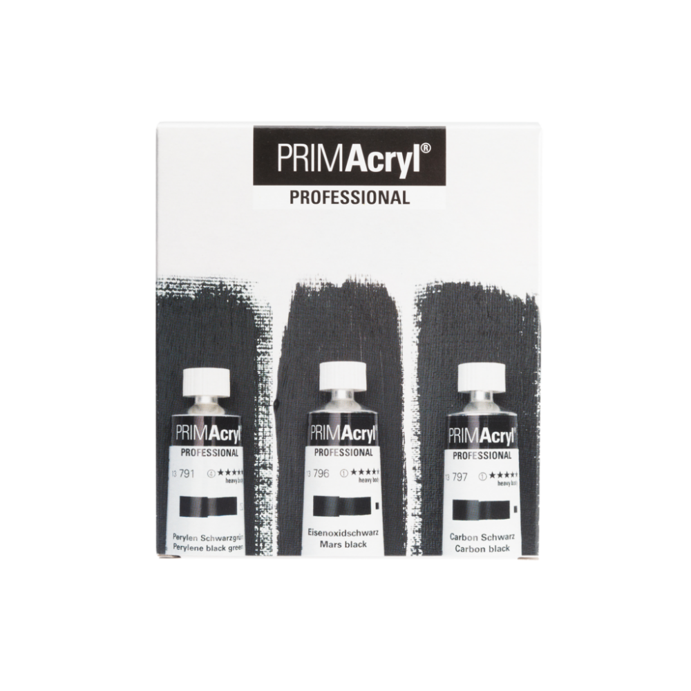 Schmincke Primacryl Artist Acrylic Paint Set Black Colors 3x35 ml
