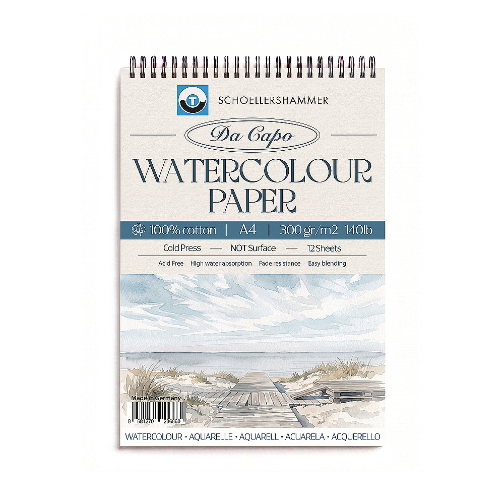Schoellershammer Da Capo %100 Cotton Cold Pres Sulu Boya Defteri A4 300 gr 12 Yaprak