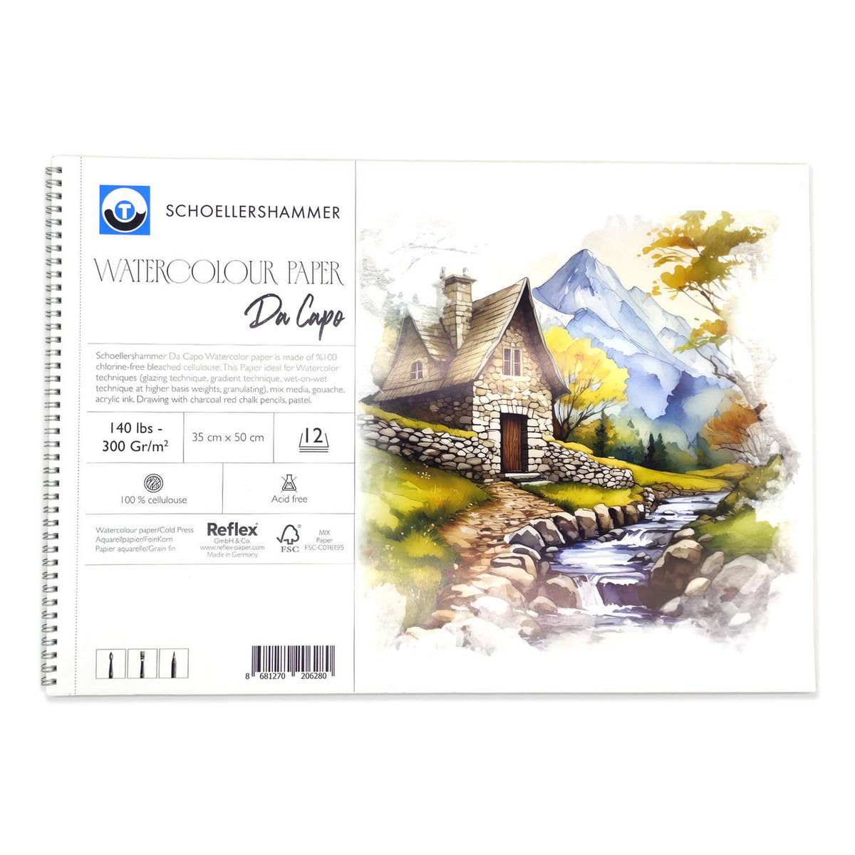 Schoellershammer Da Capo Cold Press Suluboya Defteri 300 gr 35x50 cm 12 Yaprak