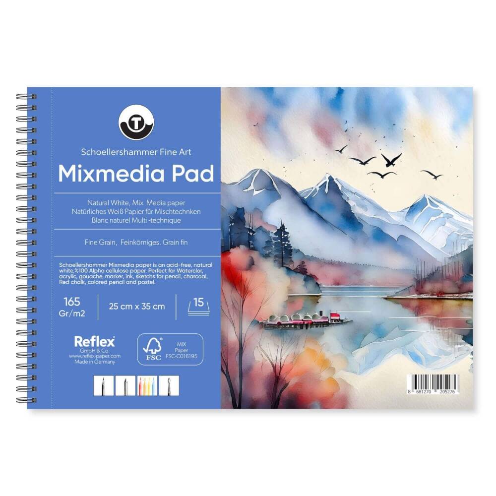 Schoellershammer Mix Media Pad Multi-Purpose Art Block 165 gr 25x35 cm 15 Sheets