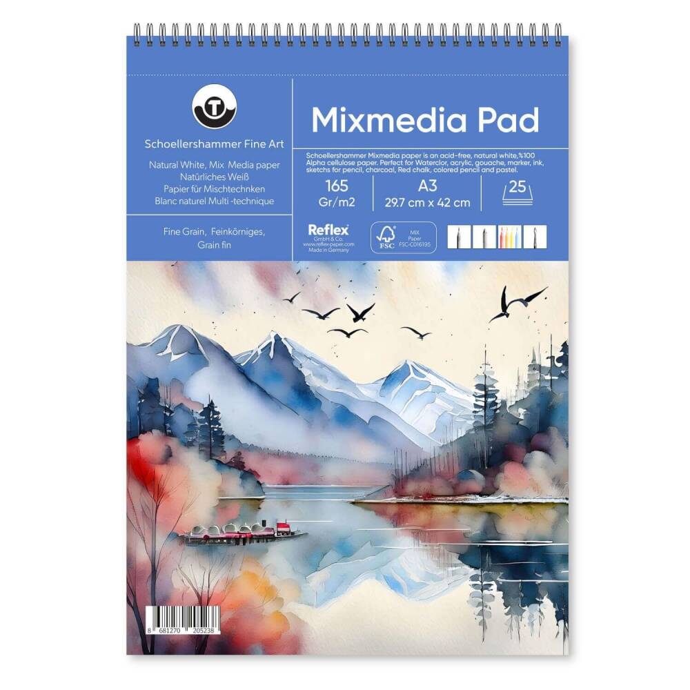 Schoellershammer Mix Media Pad Multi-Purpose Art Block 165 gr A3 25 Sheets