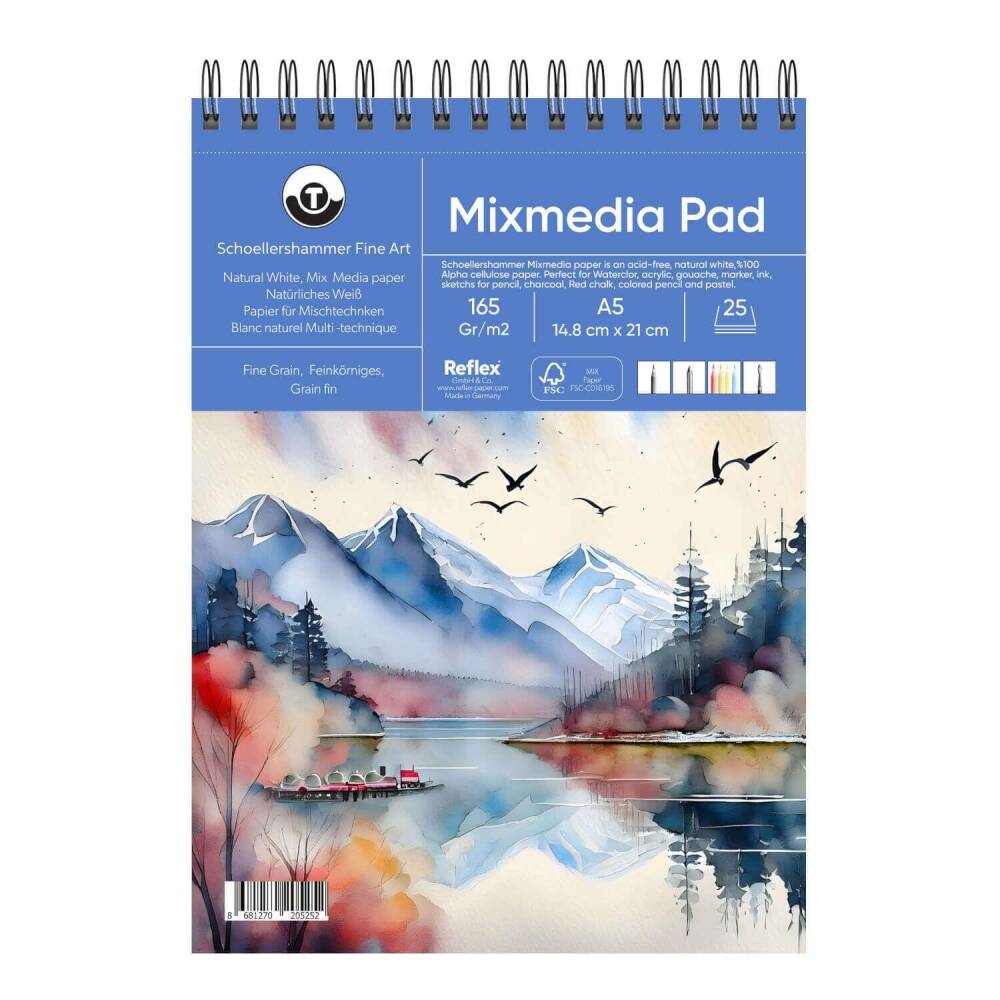 Schoellershammer Mix Media Pad Multi-Purpose Art Block 165 gr A5 25 Sheets