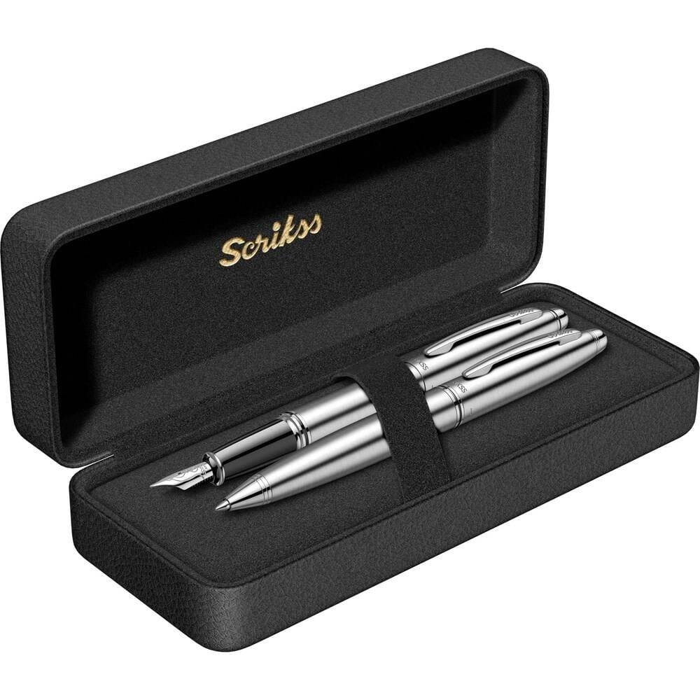 Scrikss 88 Fountain Pen Ballpoint Pen Set Chrome Luxury Box