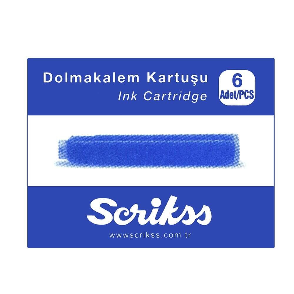 Scrikss Fountain Pen Ink 6-Pack Blue Cartridge