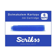 Scrikss Fountain Pen Ink 6-Pack Blue Cartridge