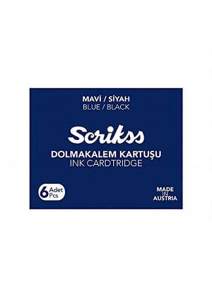 Scrikss Fountain Pen Ink 6-Pack Blue-Black Cartridge