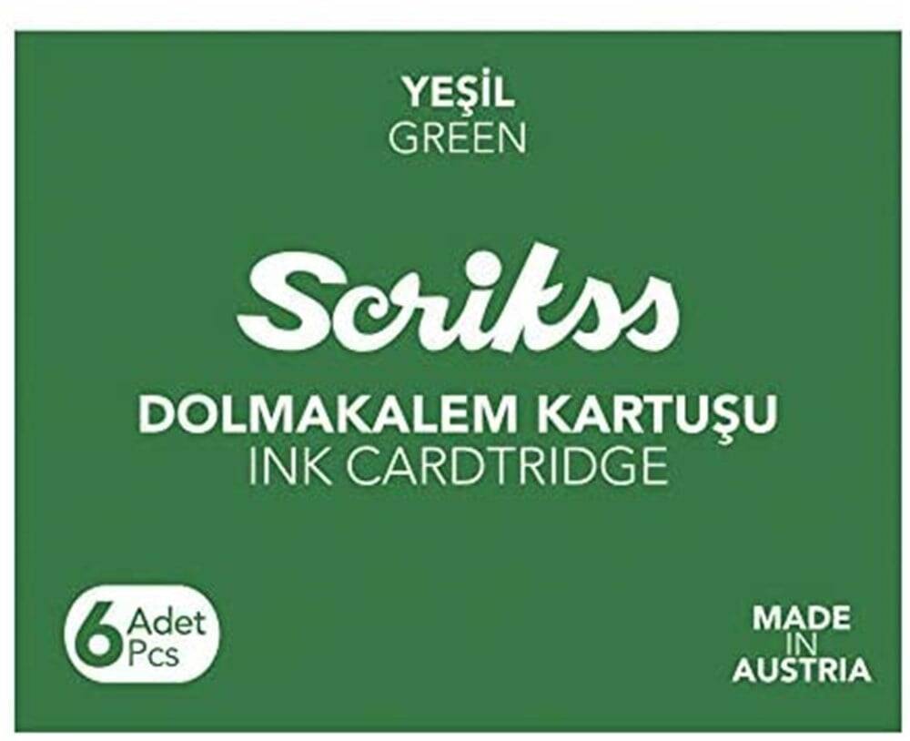 Scrikss Fountain Pen Ink 6-Pack Green Cartridge