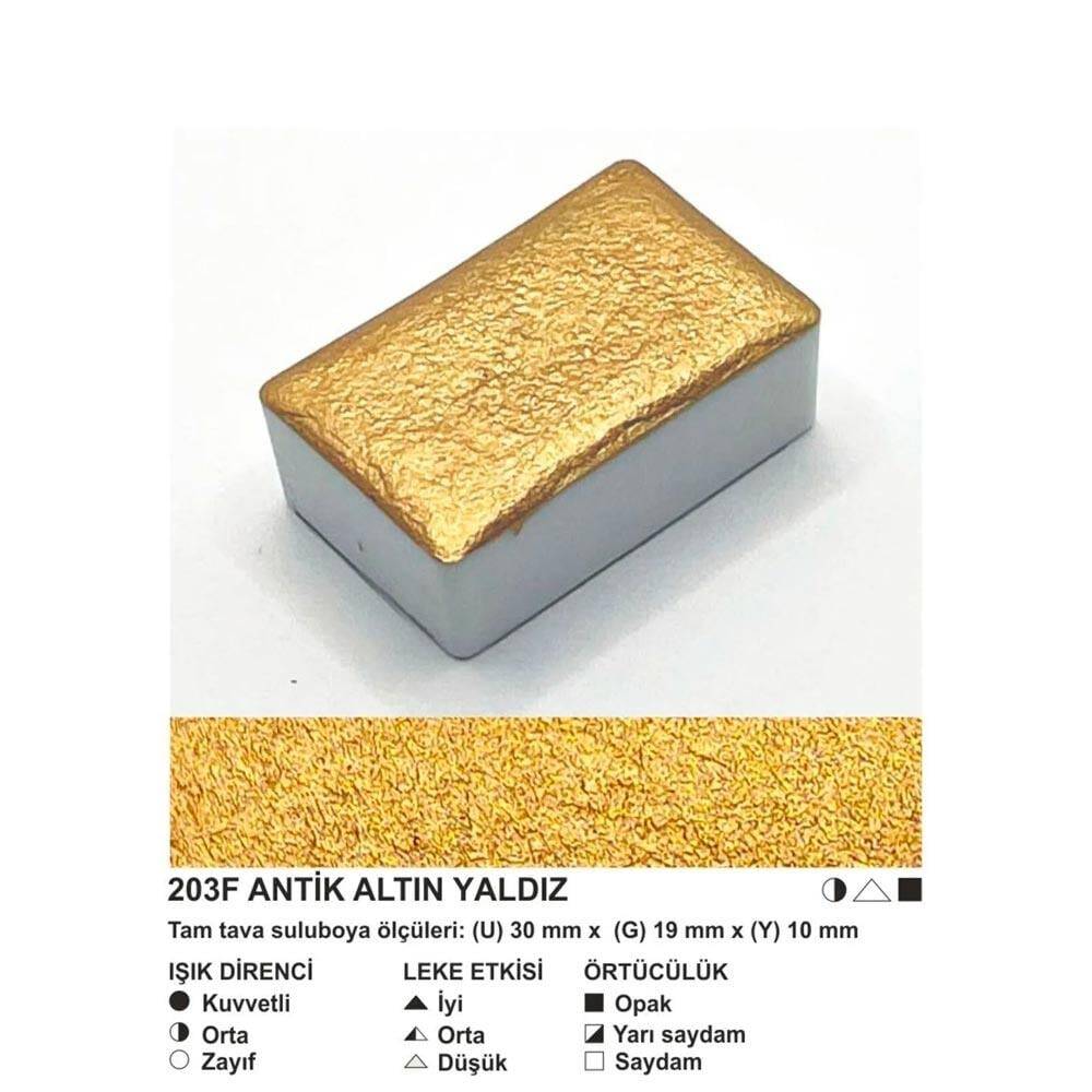 Şemse Art Yaldız Suluboya 203 Antik Altın Yaldız Tam Tablet