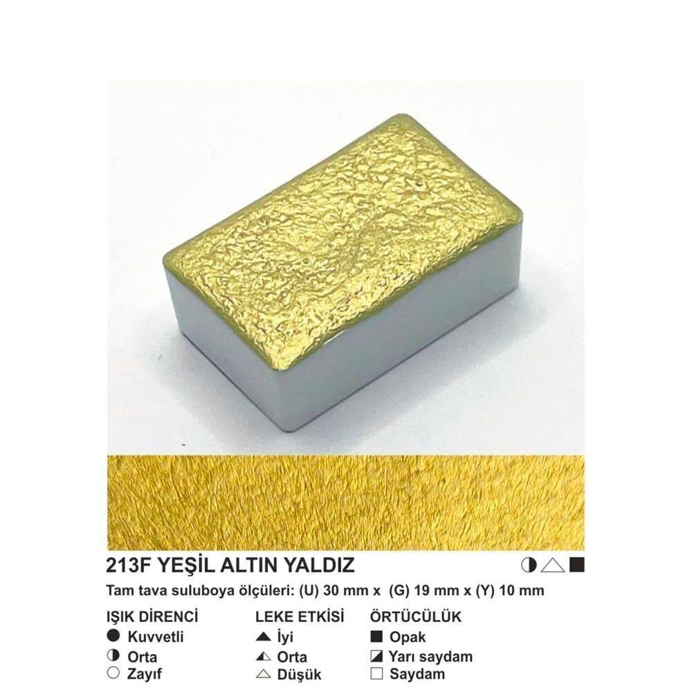 Şemse Art Yaldız Suluboya 213 Yeşil Altın Yaldız Tam Tablet