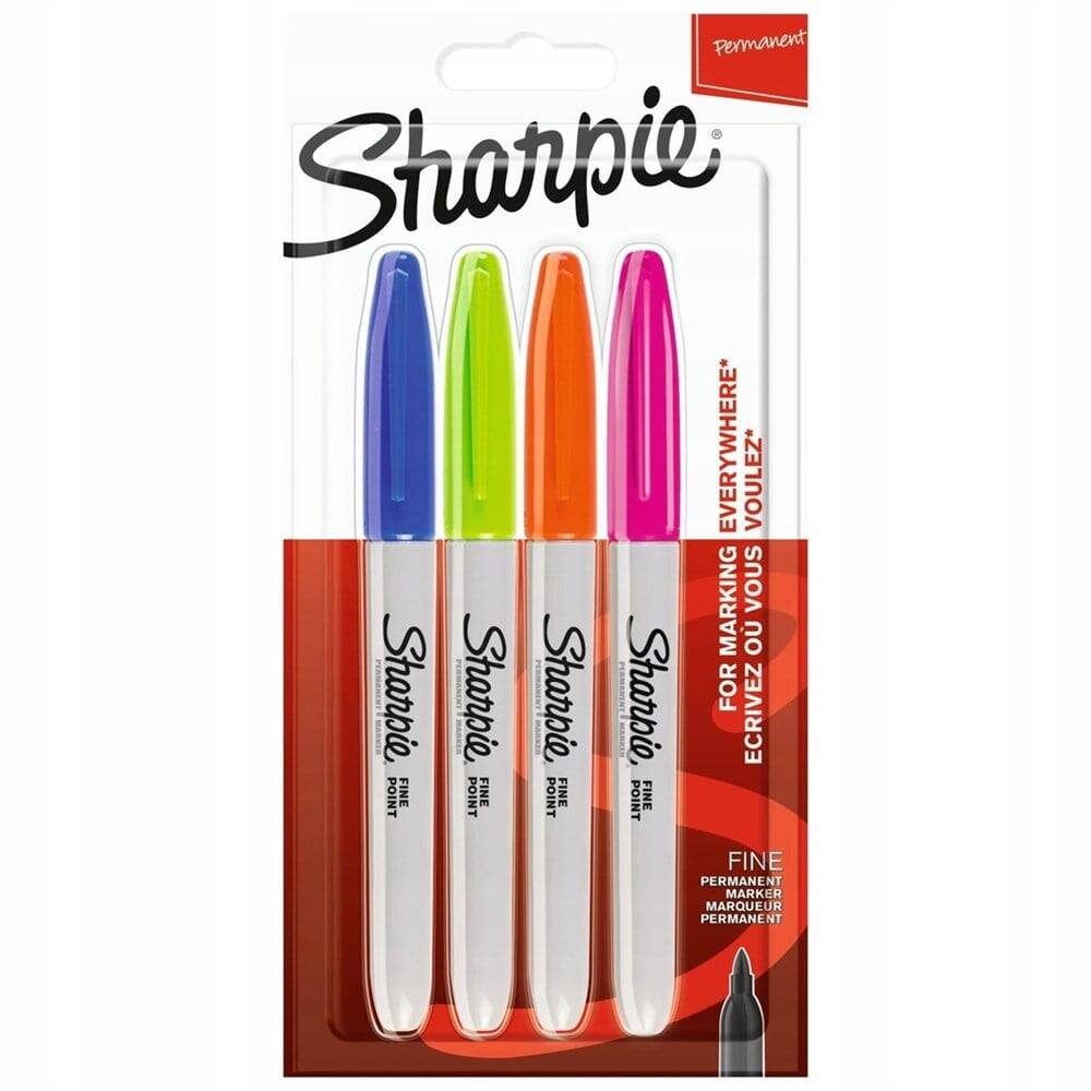 Sharpie Permanent Fine Marker Vibrant Colors Set of 4