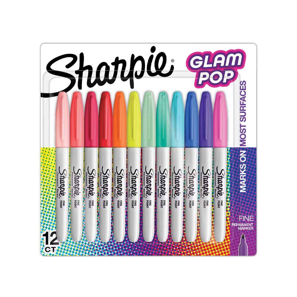 Sharpie Permanent Marker Set Fine 12-pack Glam Pop
