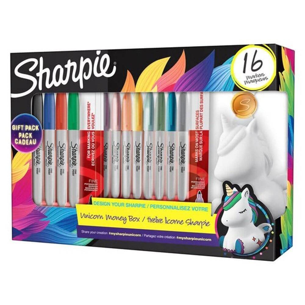 Sharpie Permanent Set Fıne 16'lı Kumbara Hediyeli Tek Boynuz