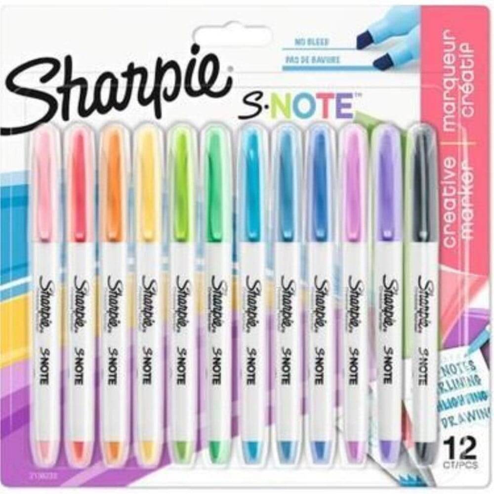 Sharpie S Note Kreatif Kesik Uçlu Markör 12 Renk