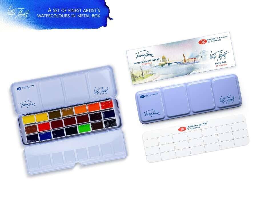 St. Petersburg White Nights Extra-Fine Tam Tablet Sulu Boya 2.5 ml 21’li Metal Kutu Set