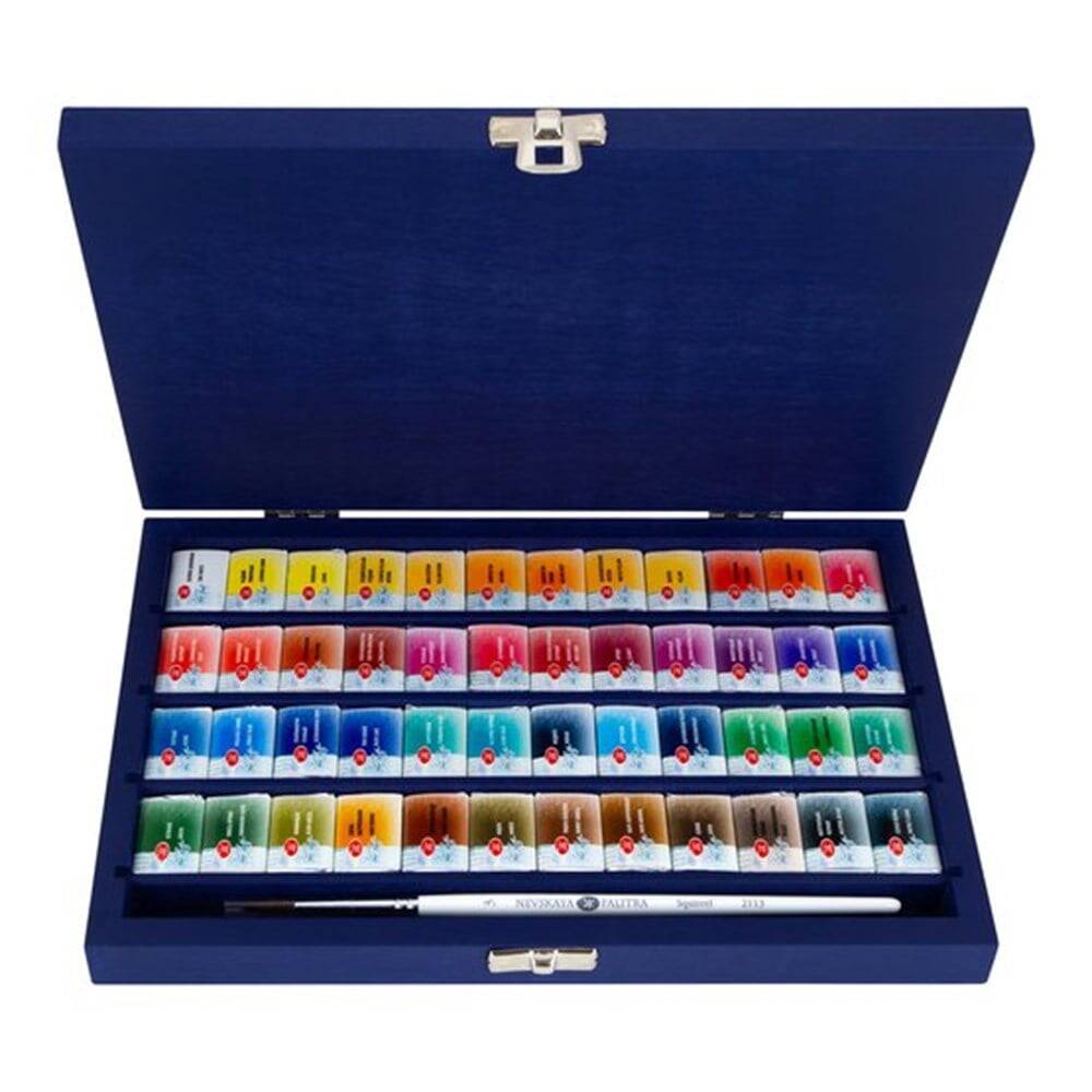 St. Petersburg White Nights Watercolor Set 48 Colors Wooden Box