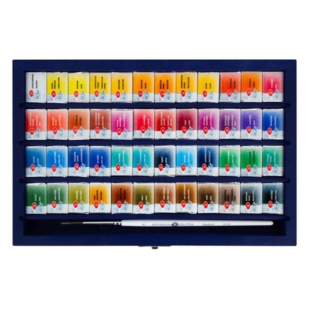 St. Petersburg White Nights Watercolor Set 48 Colors Wooden Box