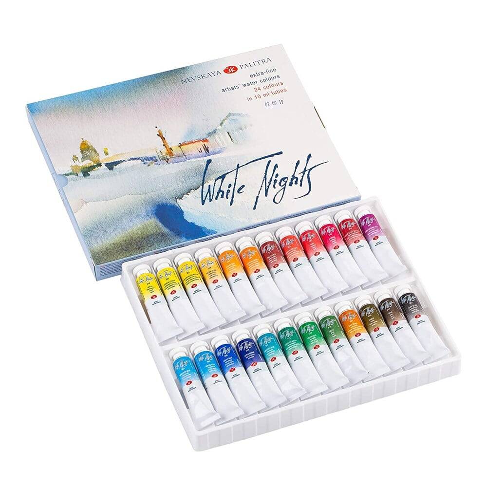 St. Petersburg White Nights Tube Watercolor Set 24 Colors Plastic Box