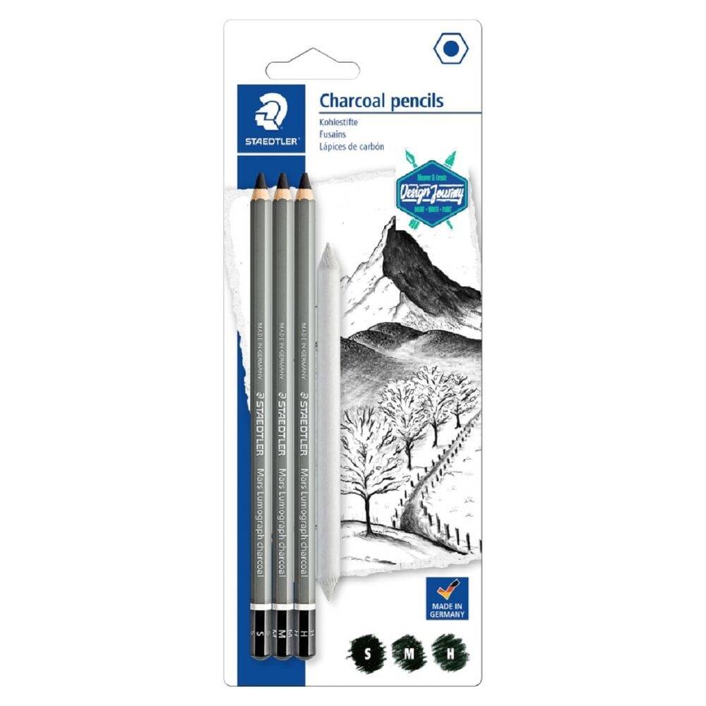 Staedtler Mars Lumograph Charcoal Charcoal Sketch Set of 4