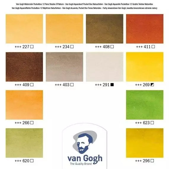 Talens Van Gogh Watercolor Shades of Nature 12 Color Set