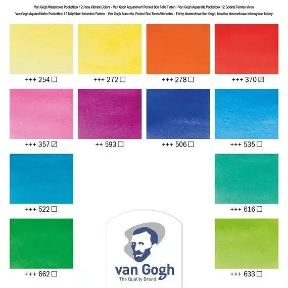 Talens Van Gogh Watercolor Vibrant Colors 12 Color Set