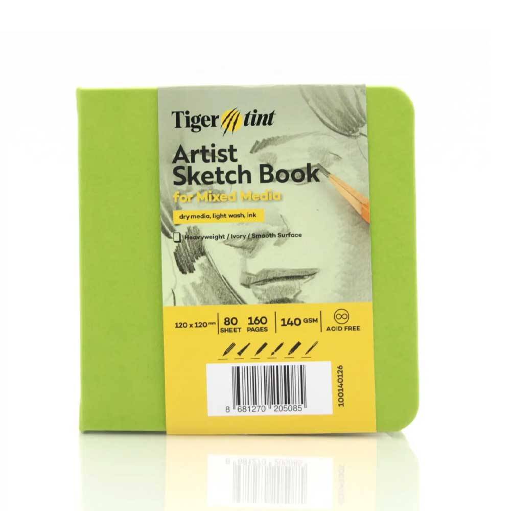 Tigertint Sert Kapak Eskiz Defteri 140 g 12x12 cm 80 Yaprak Fıstık Yeşil
