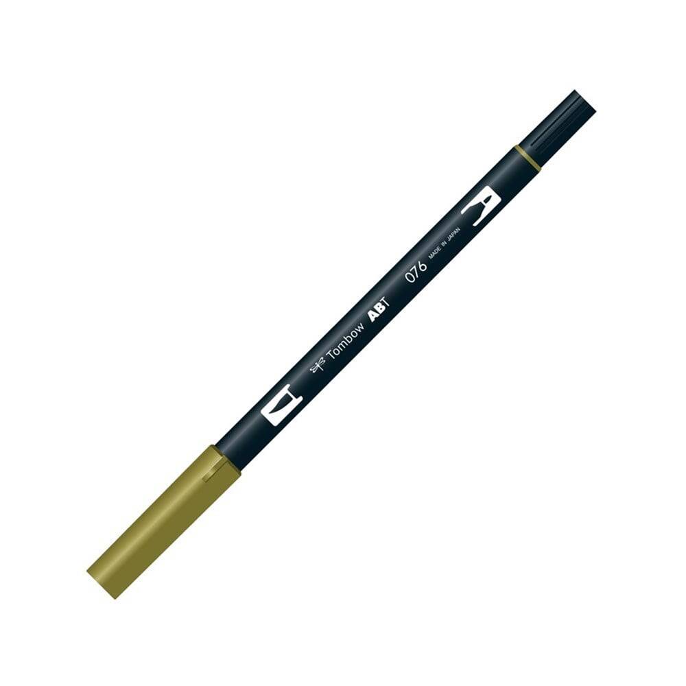 Tombow Dual Brush Pen Graphic Drawing Pen 076 Green Ochre
