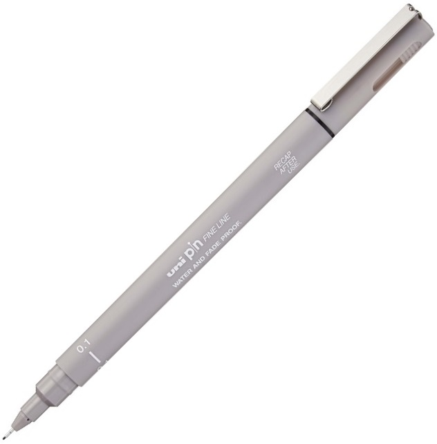 Uni-Ball Pin Fine Line Technical Drawing Pen 0.1 mm Light Gray
