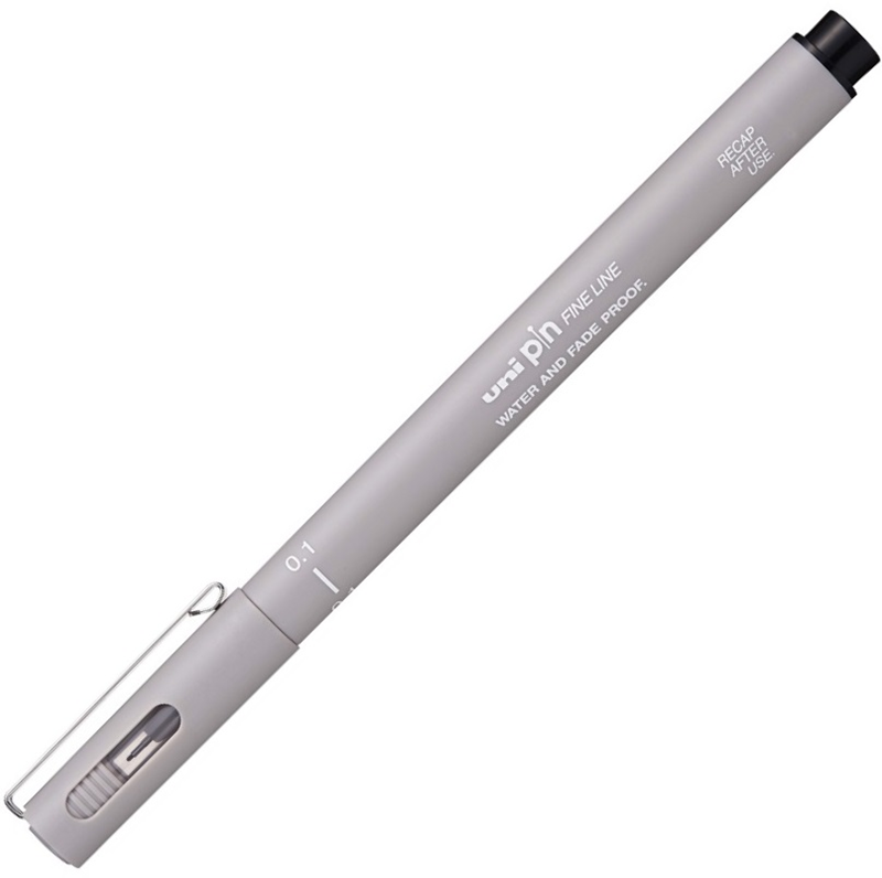 Uni-Ball Pin Fine Line Technical Drawing Pen 0.1 mm Light Gray
