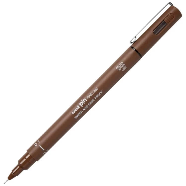 Uni-Ball Pin Fine Line Technical Drawing Pen 0.1 mm Sepia