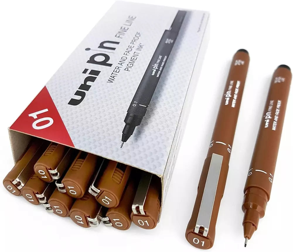 Uni-Ball Pin Fine Line Technical Drawing Pen 0.1 mm Sepia