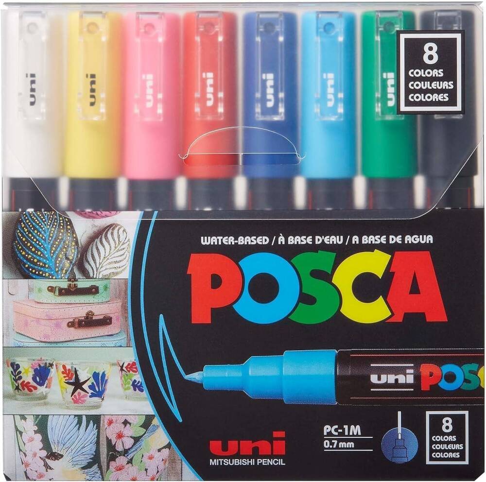 Uni Posca PC-1M 0.7 mm 8-Piece Primary Colors