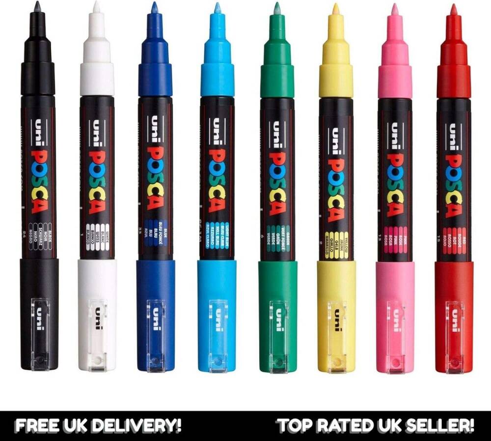 Uni Posca PC-1M 0.7 mm 8-Piece Primary Colors