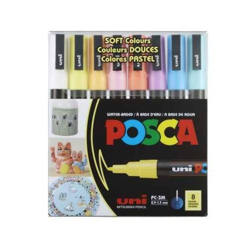 Uni Posca PC-3M 0.9-1.3 mm 8-Pack Soft Colors