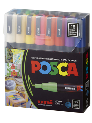 Uni Posca PC-3M Marker Kalem Seti 16 Renk