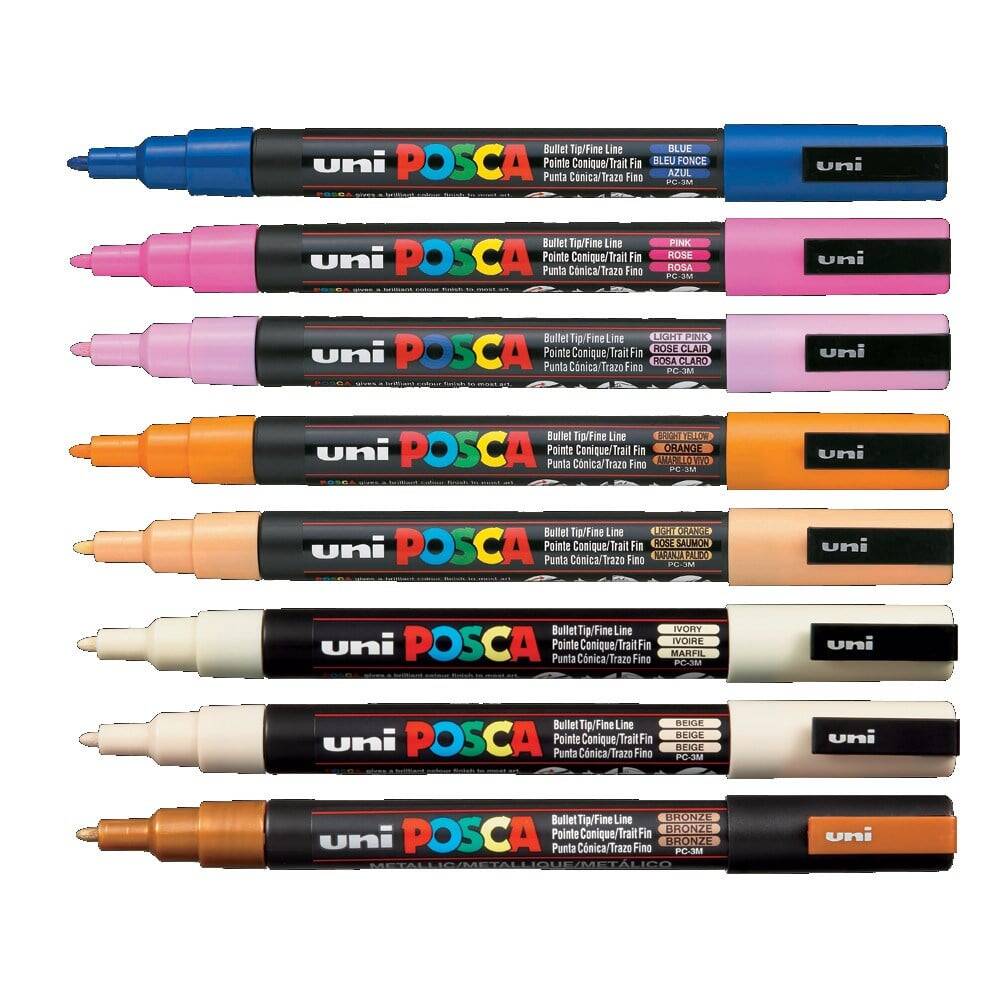 Uni Posca PC-3M Seti 7+1 Toprak Renkler