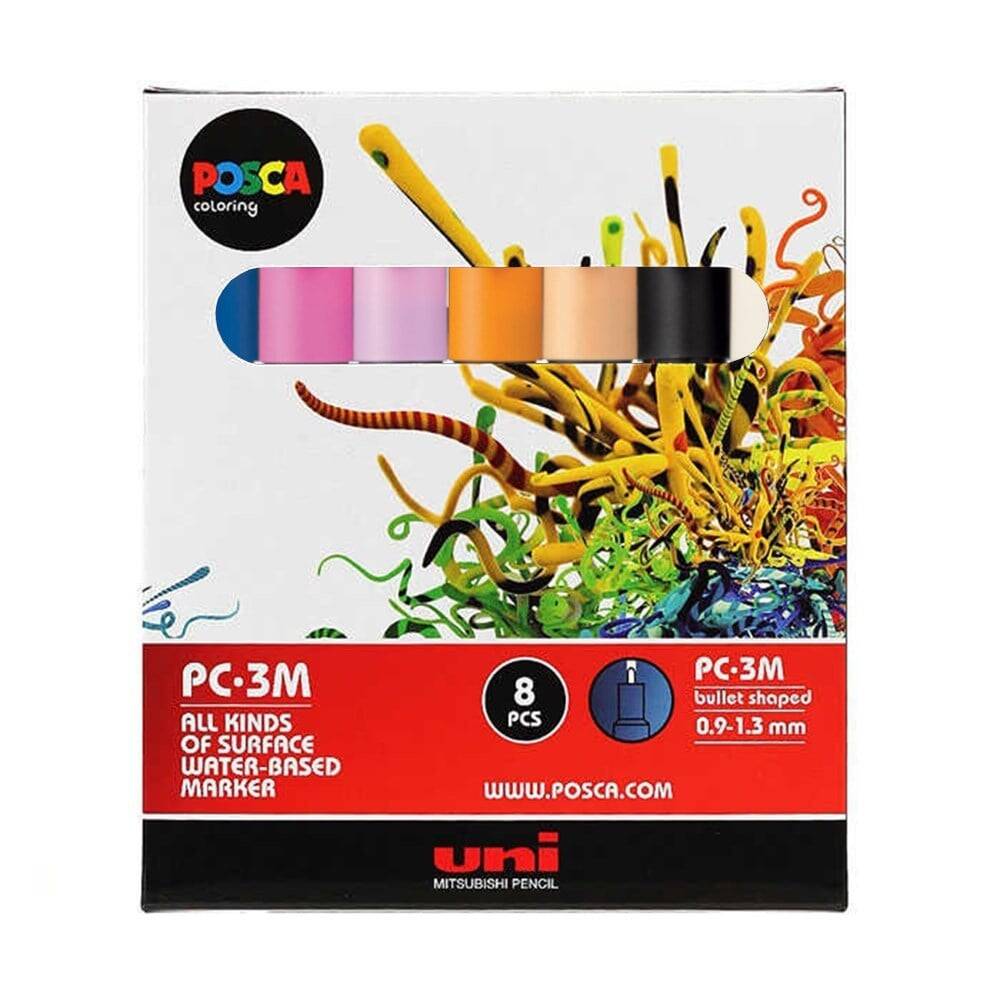 Uni Posca PC-3M Seti 7+1 Toprak Renkler
