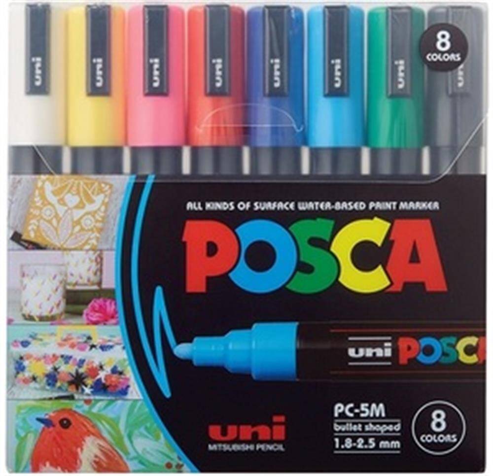 Uni Posca PC-5M 1.8-2.5 mm 8'li Ana Renkler