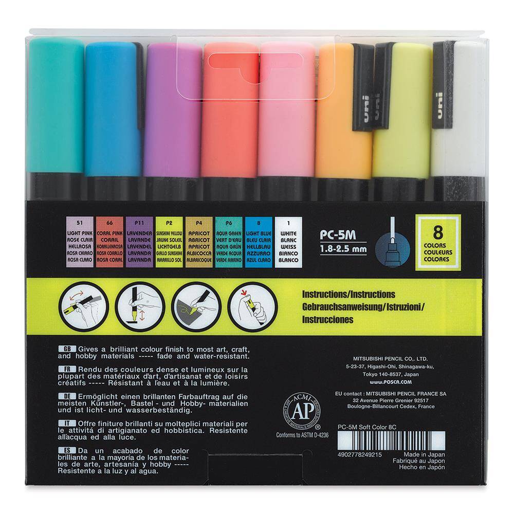 Uni Posca PC-5M 1.8-2.5 mm 8-Pack Soft Colors