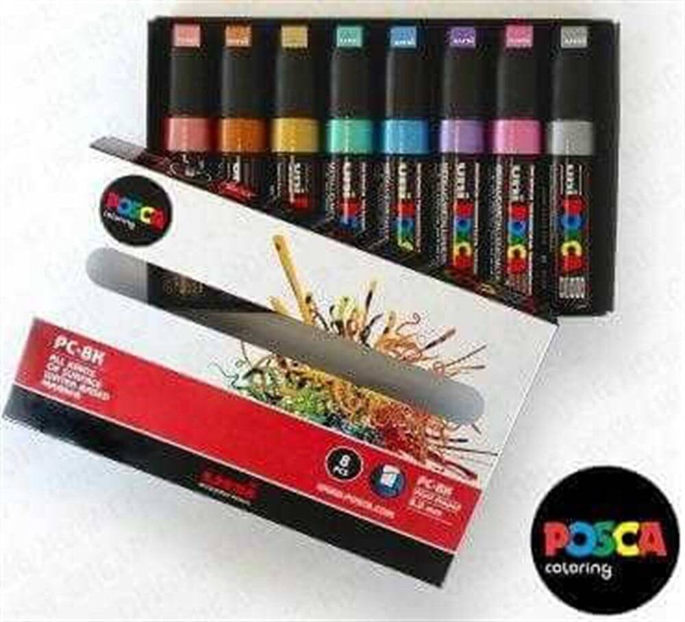 Uni Posca Pc-8K Boyama Markörü 8 mm Kesik Uç 7+1P.03 SET