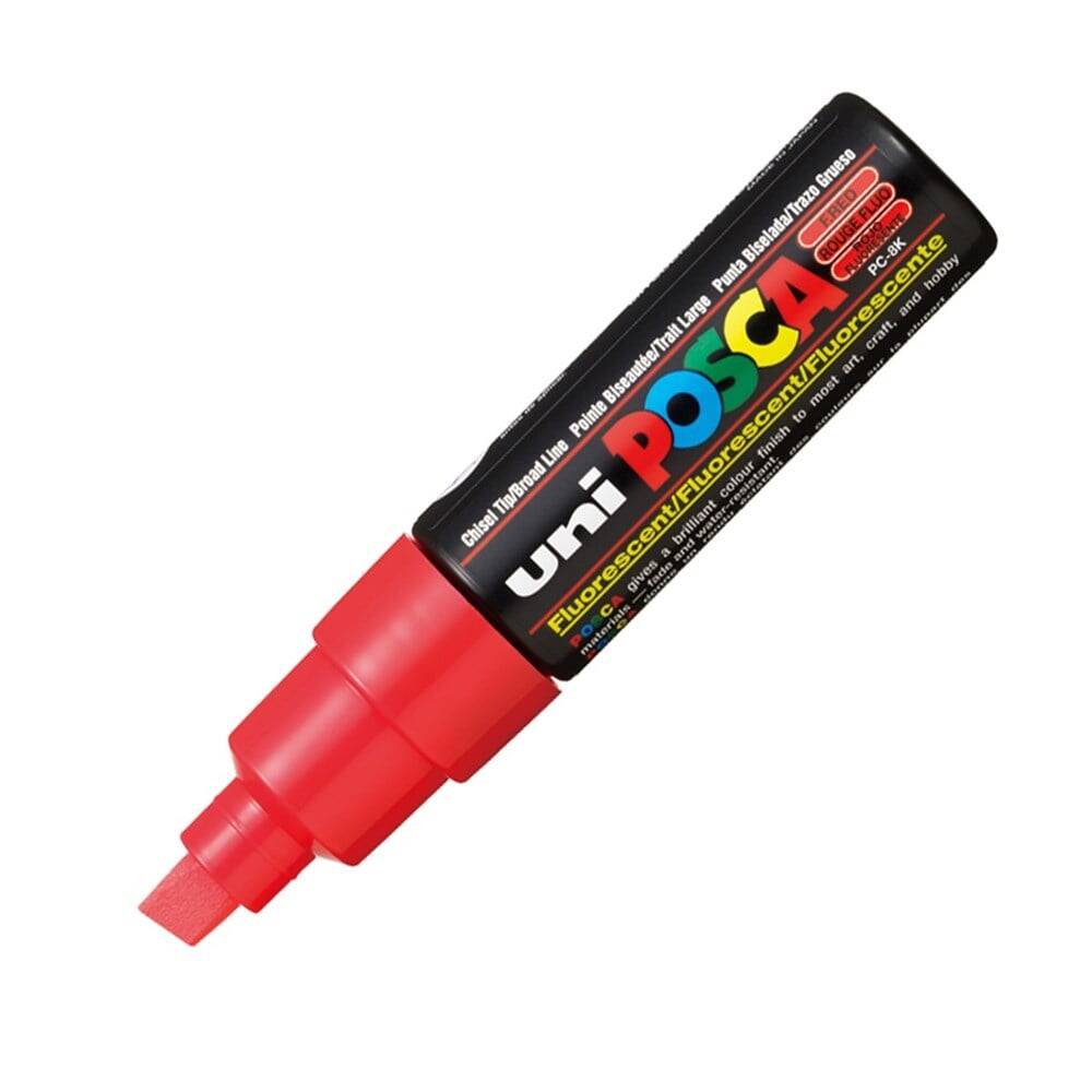 Uni Posca Pc-8K Boyama Markörü 8 mm Kesik Uç Floresan Kırmızı