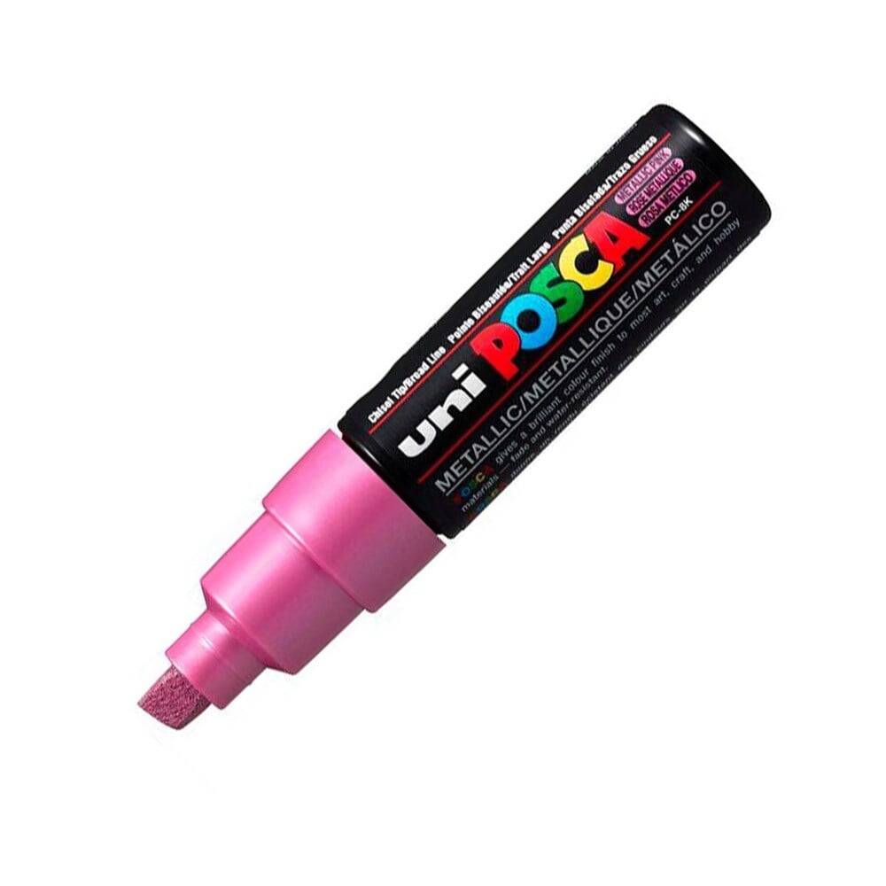 Uni Posca Pc-8K Boyama Markörü 8 mm Kesik Uç Metalik Pembe