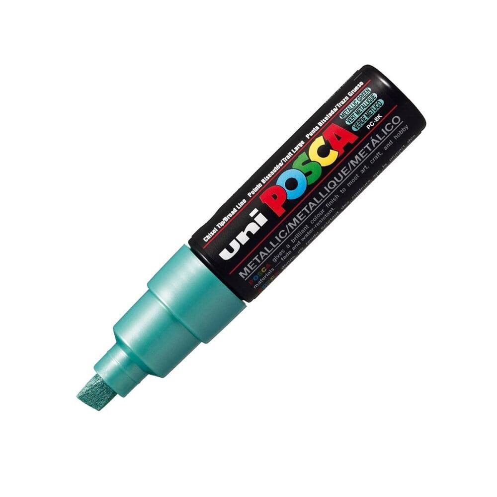 Uni Posca Pc-8K Acrylic Marker 8 mm Chisel Tip Metallic Green