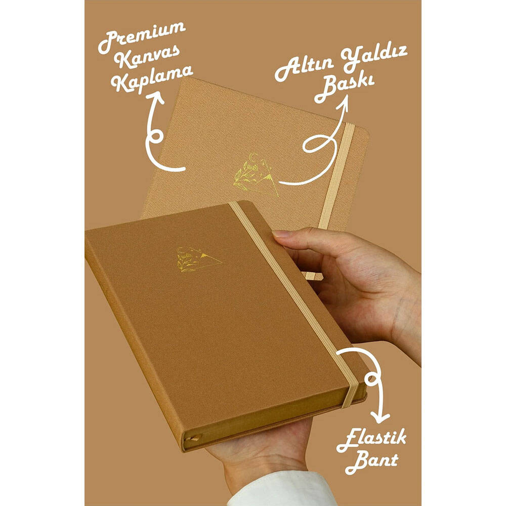 Victoria's Journals Bujo Kraft Çizgili Defter Keten 14.5x21 cm 150 gr 96 Açık Kahve