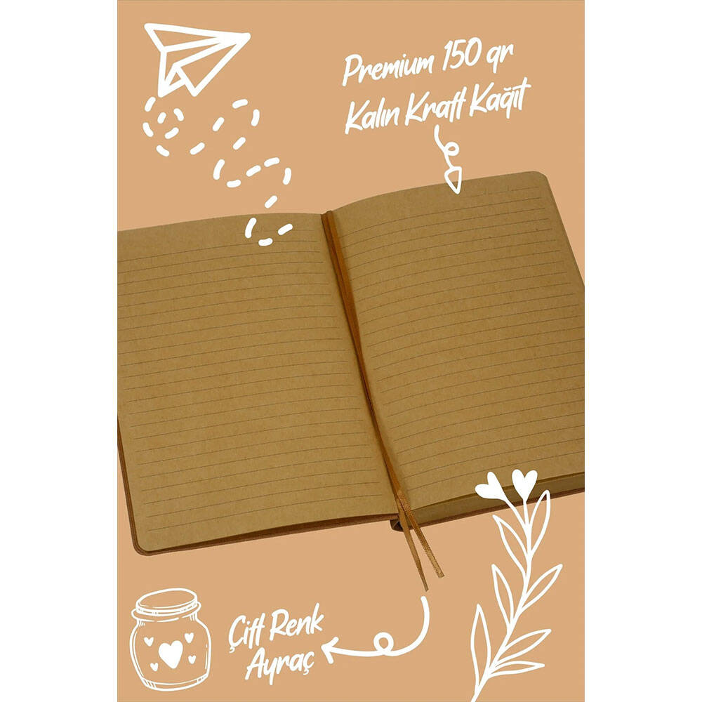 Victoria's Journals Bujo Kraft Çizgili Defter Keten 14.5x21 cm 150 gr 96 Açık Kahve
